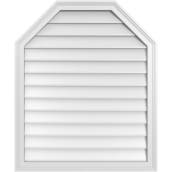 Ekena Millwork Octagonal Top Surface Mount PVC Gable Vent w/ 2"W x 1-1/2"P Brickmould Frame, 30"W x 36"H GVPOT30X3602SN - main